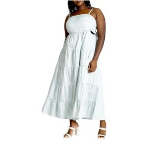 Eloquii Dusty Mint/Sage Green Sleeveless Spaghetti Strap Maxi Sundress